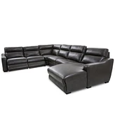 Gabrine -Pc. Leather Sectional with 2 Power Headrests & Chaise