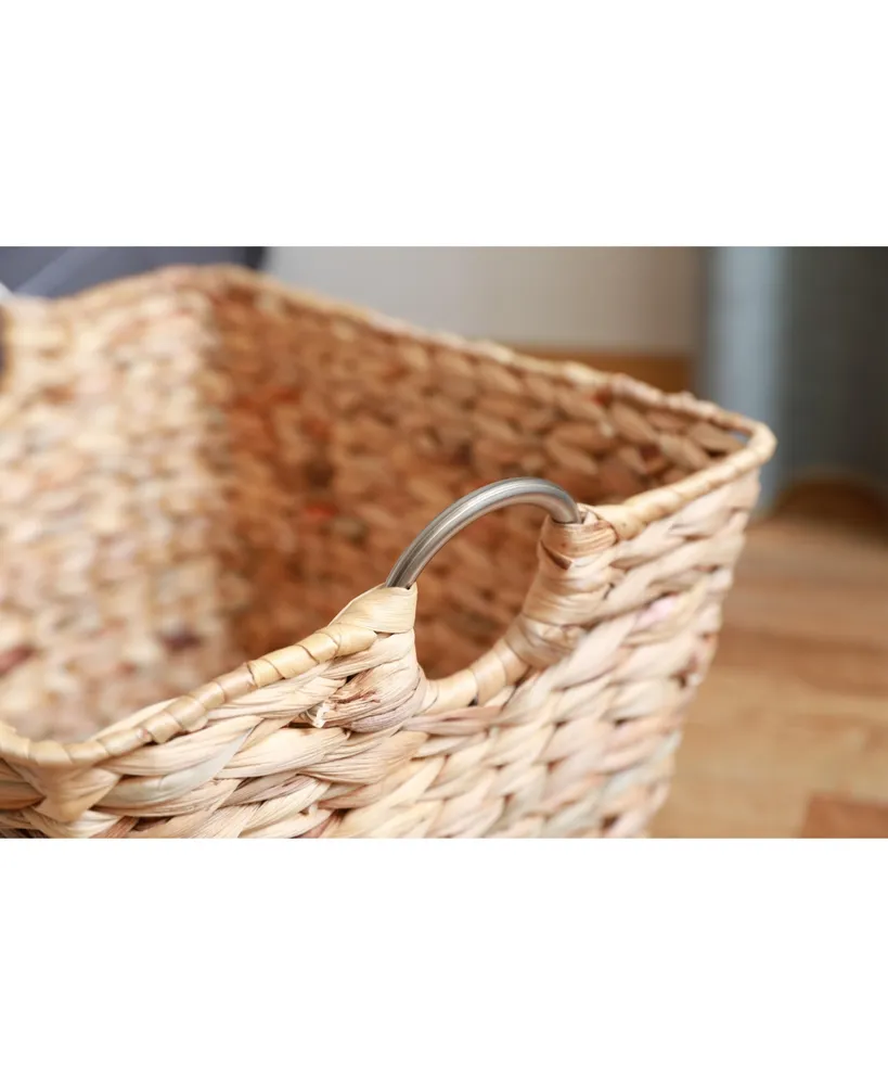 Vintiquewise Water Hyacinth Wicker Large Square Storage Laundry Basket with Handles