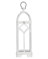 Glitzhome Set of 2 Wash White Farmhouse Wooden church window Frame Lanterns