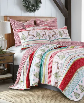 Levtex Comet & Cupid Folk Christmas Quilted 3-Pc. Quilt, Full/Queen