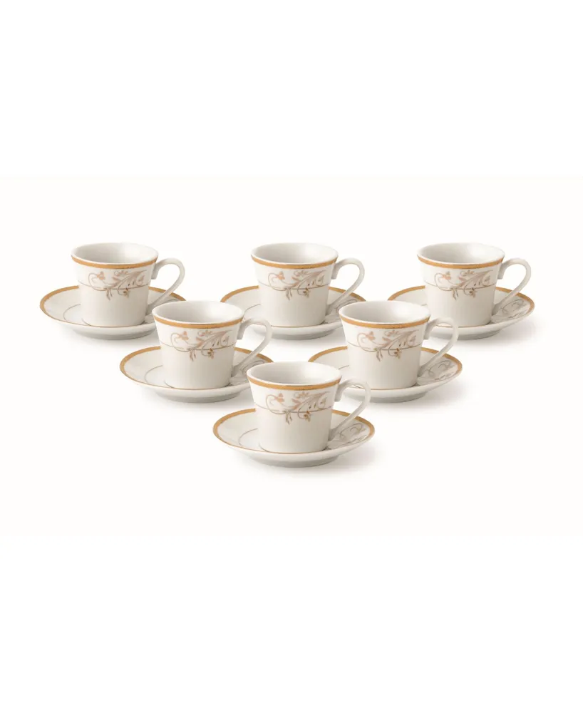 Lorren Home Trends Trends Floral Design 12 Piece 2oz Espresso Cup and Saucer Set