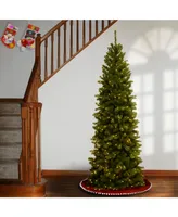 National Tree 7.5' North Valley Spruce Pencil Slim Hinged Tree with 400 Clear Lights