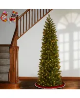 National Tree 6.5' Feel Real Downswept Douglas Fir Pencil Slim Tree with 300 Clear Lights