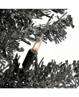 National Tree 4 ft. Black Tinsel Tree with Clear Lights