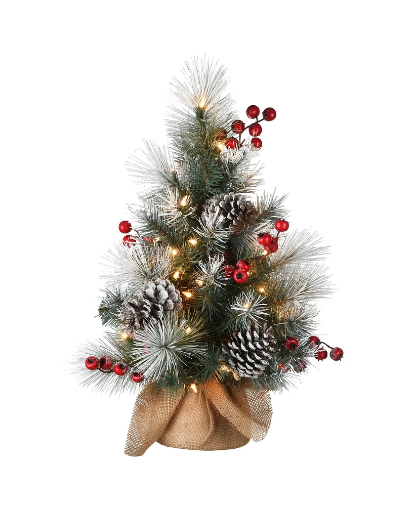 National Tree Company Snowy Glacier Pine Tree with Battery Operated Led Lights