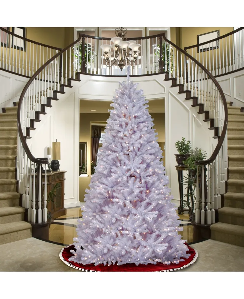 National Tree 9' North Valley White Spruce Tree with Glitter and 750 Clear Lights