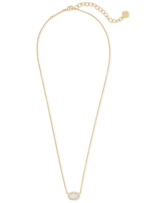 Kendra Scott 14k Gold-Plated Cubic Zirconia & Mother-of-Pearl Mini Pendant Necklace, 15" + 2" extender