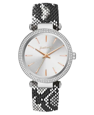 Women's Kendall + Kylie Black and White Snakeskin Stainless Steel Strap Analog Watch 40mm