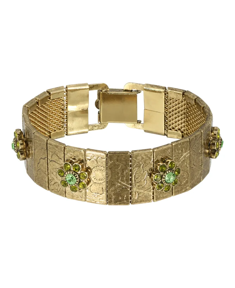 2028 Women's Brass Olivine Flower Bracelet