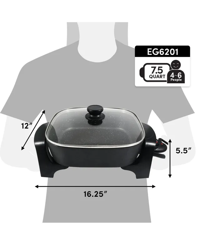 Extra Deep Nonstick Electric Skillet - Serves 6 to 8 People (10.5Qt.)