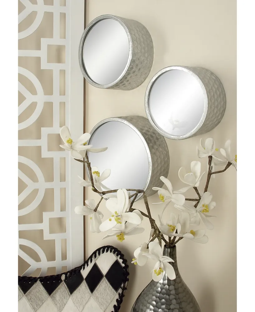CosmopolitanLiving, Round Hammered Metal Decorative Wall Mirrors, Set of 7 - Silver
