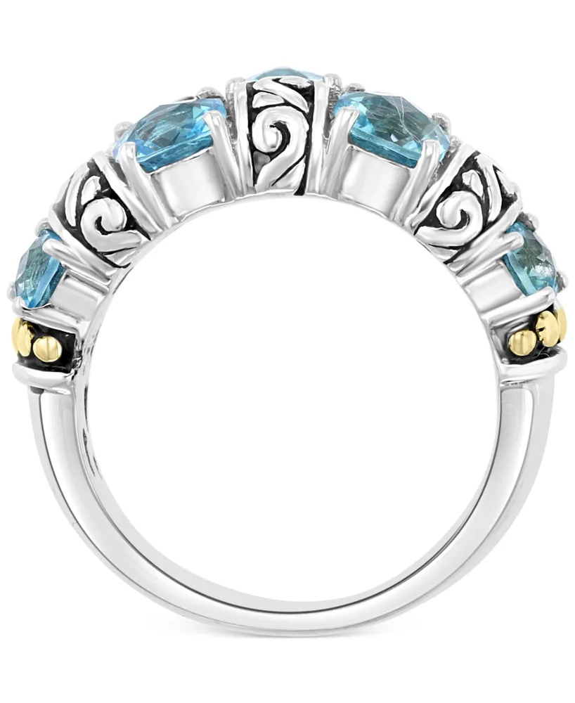 Effy Blue Topaz Statement Ring (3-1/2 ct. t.w.) in Sterling Silver & 18k Gold