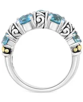 Effy Blue Topaz Statement Ring (3-1/2 ct. t.w.) in Sterling Silver & 18k Gold