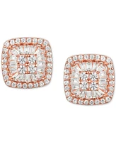 Diamond Baguette Square Stud Earrings (1/2 ct. t.w.) 14k Gold , White or Rose