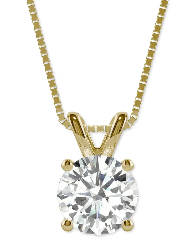 Moissanite Solitaire Pendant (1-9/10 ct. t.w. Diamond Equivalent) in 14k White Gold or 14k Yellow Gold