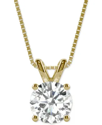 Moissanite Solitaire Pendant (1-9/10 ct. t.w. Diamond Equivalent) in 14k White Gold or 14k Yellow Gold