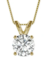 Moissanite Solitaire Pendant (1-9/10 ct. t.w. Diamond Equivalent) in 14k White Gold or 14k Yellow Gold