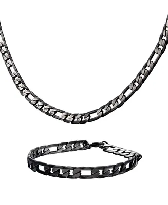 Men's Figaro Chain Necklace and Bracelet Set