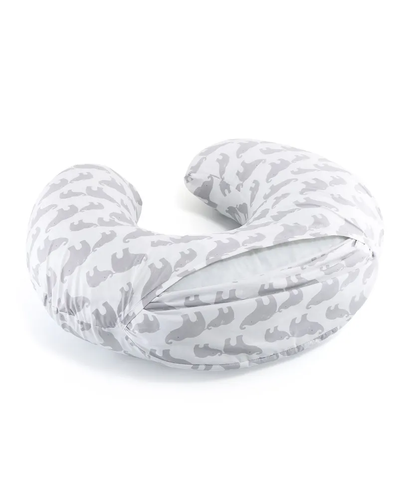 The Peanutshell Nursing Pillow for Breastfeeding, Gray and White Elephant