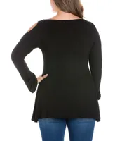 Women's Plus Criss Cross Cold Shoulder Top