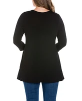 Plus 3/4 Sleeve V-Neck Tunic Top