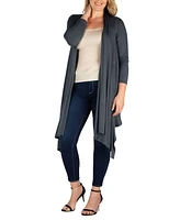 Women's Plus Size Extra Long Open Front Cardigan