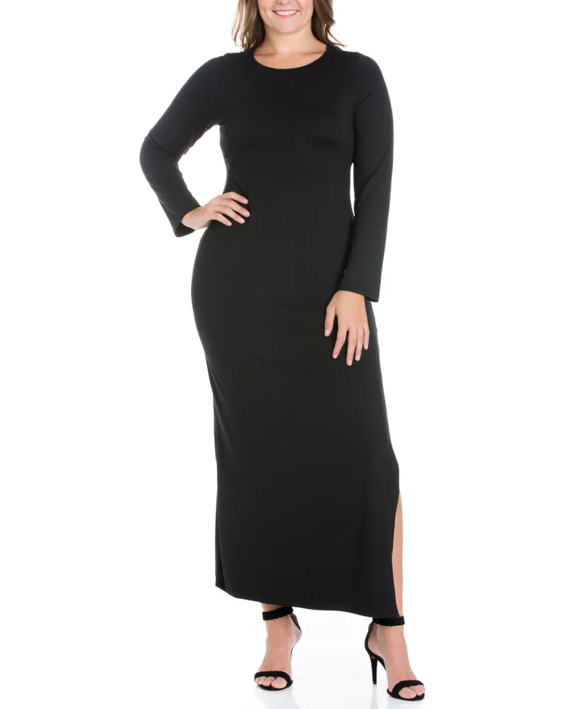 Women's Plus Side Slit Fitted Maxi Dress