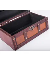Vintiquewise Decorative Wood Leather Treasure Box - Large Trunk