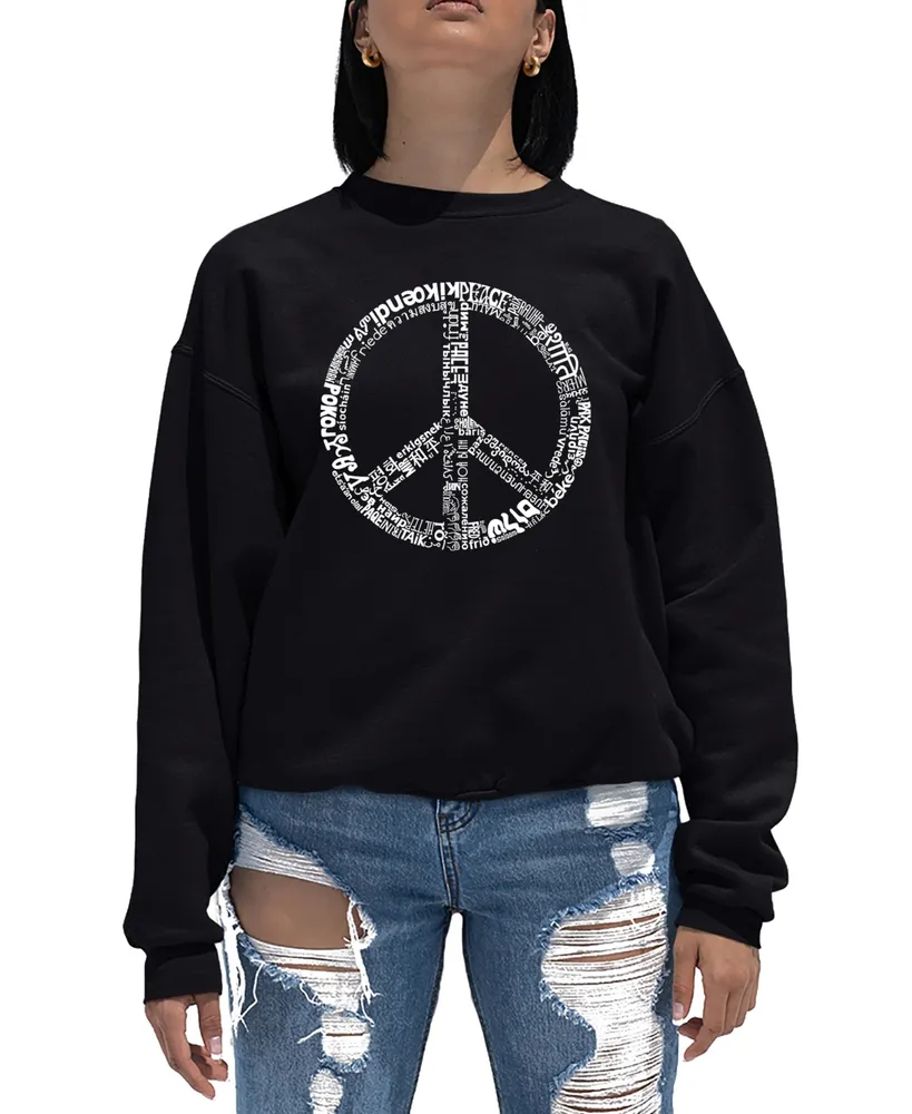 Women's Word Art Crewneck The Peace 77 Languages Sweatshirt