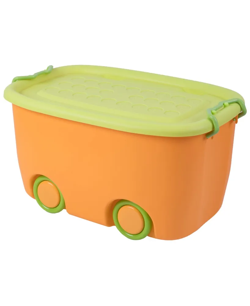 Vintiquewise Stackable Toy Storage Box with Wheels, Large