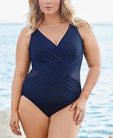 Miraclesuit Plus Size Allover-Slimming Crossover One-Piece Swimsuit