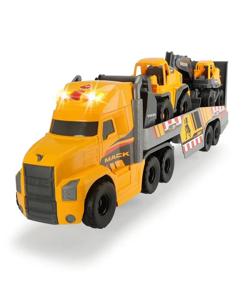 Dickie Toys 28" Mack Truck with 2 Volvo Construction Trucks