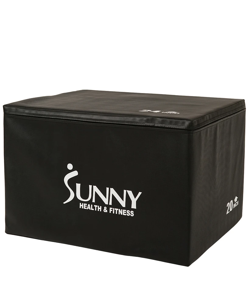 Sunny Health & Fitness Foam Plyo Box, 440lb Weight Capacity with Weighted Foam for Stability and 3 in 1 Height Adjustment