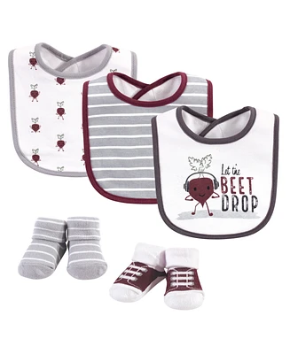 Hudson Baby Infant Girl Cotton Bib and Sock Set 5pk, Lady Bug, One