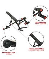 Sunny Health & Fitness Fully Adjustable Power Zone Utility Heavy Duty Weight Bench with 500 lb Max Weight, Black