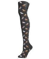 MeMoi Women's Pretty Kitties Reinforced Toe Sweater Tights