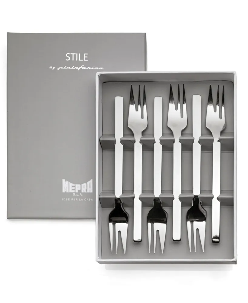 Mepra Gift Box Cake Forks Stile Flatware Set, Set of 6