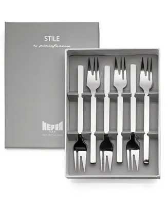 Mepra Gift Box Cake Forks Stile Flatware Set, Set of 6 - Silver