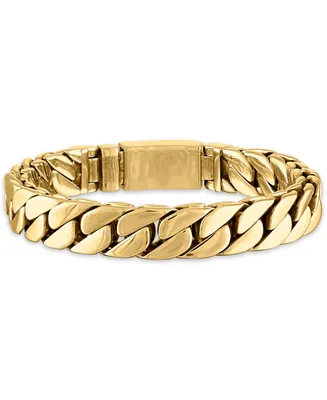 Esquire Men's Jewelry Curb Link Chain Bracelet Gold-Tone Ion-Plated Stainless Steel, Created for Macy's (Also Steel)