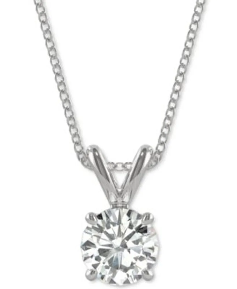 Moissanite Solitaire Pendant 1 2 Ct. T.W. 3 1 10 Ct T.W. Diamond Equivalent In 14k White Or Yellow Gold