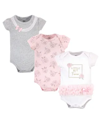 Little Treasure Baby Girl Cotton Bodysuits 3pk, Fierce - Assorted Pre