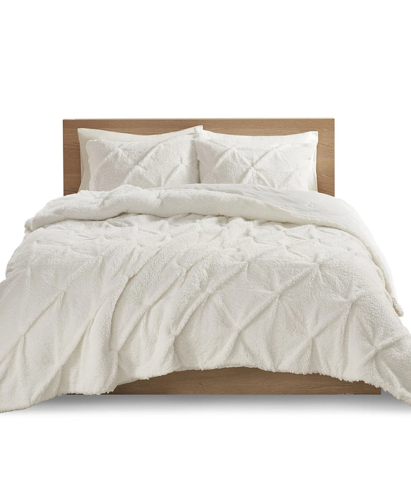 True North by Sleep Philosophy Addison Pintuck Down-Alternative Sherpa 3-Pc. Comforter Set