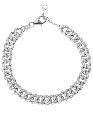 Curb Chain Pave Cubic Zirconia Bracelet in Sterling Silver