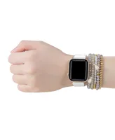 Unisex White Patent Leather Band for Apple Watch and Bracelet Bundle, 38mm