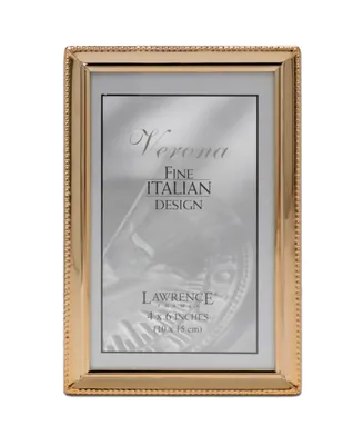 Polished Metal Picture Frame - Bead Border Design, 4" x 6" - Gold