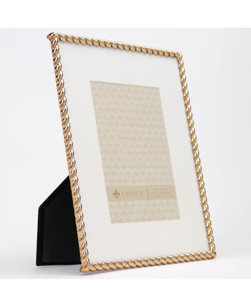 High Quality Polished Cast Metal Picture Frame - Rope Design with Mat, 8" x 10" - Gold