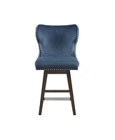 Madison Park Hancock 27"H High Wingback Button Tufted Swivel Counter Stool