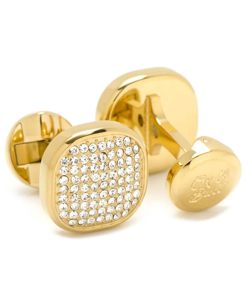 Men's Pave Cufflink and Stud Set - Gold