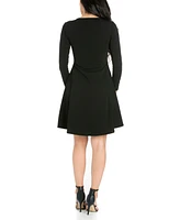 Women's Long Sleeve Knee Length Skater Dress