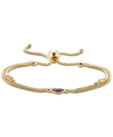 Citrine (3/4 ct. t.w.) & Rhodolite Garnet (1/2 ct. t.w.) Double Strand Bolo Bracelet in 14k Gold-Plated Sterling Silver - Multi